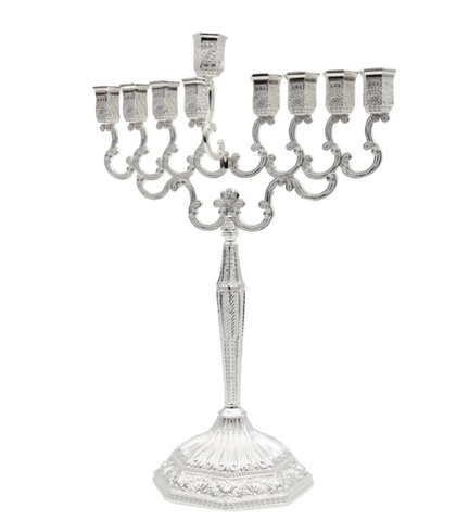 Silver Plated Chanukiah Menorah - Large 11" W x 13.5”